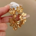 thumbnail image 5 of LTS EMIRA Gold Flower Earrings Chunky Gold Statement Earrings for Women Trendy Floral Earrings Boho Exaggerated Jewelry Gifts Spring Dresses for Women, 5 of 6