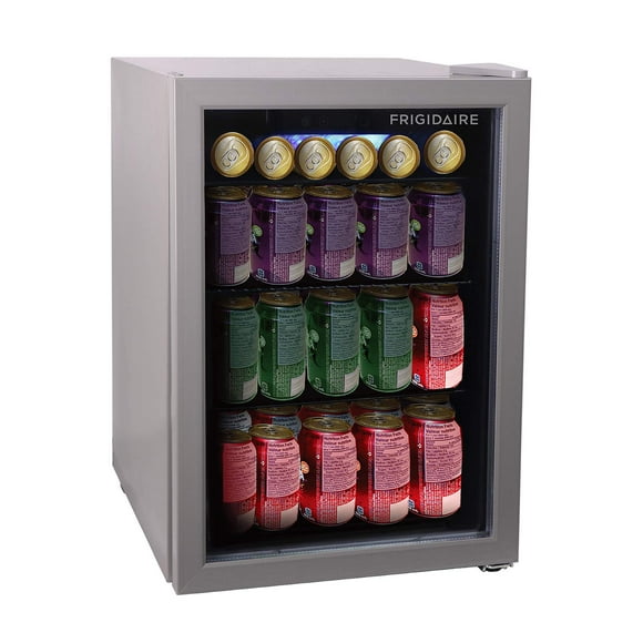 Frigidaire EFMIS9000AMZ, Beverage Fridge Refrigerator with Glass Door, Compact Mini Fridge with Digital Temperature Control Fits 88 Cans or 25 Bottles, 74L Capacity - 19.29"D x 25"W x 17.51"H, Silver