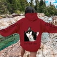 thumbnail image 2 of WEAIXIMIUNG Sweat à Capuche pour Femmes, Imprimé Chat et Chien, Décontracté, avec Cordon de Serrage, 2 of 5