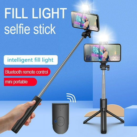 Selfie Stick Tripod with Fill Light Phone Tripod Stand with Remote Control & 360°Rotation