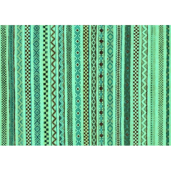 Ahgly Company Machine Washable Indoor Rectangle Abstract Turquoise Blue Modern Area Rugs, 7' x 9'