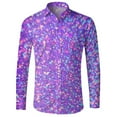 thumbnail image 4 of Telankuip Mardi Gras Long Sleeve Shirts for Men Festive Hawaiian Button down Bowling Shirt Fashion Colorful Sparkling Sequin Printed Carnival Holiday Tops Loose Comfy Stylish Outfits 10-Purple XL, 4 of 4