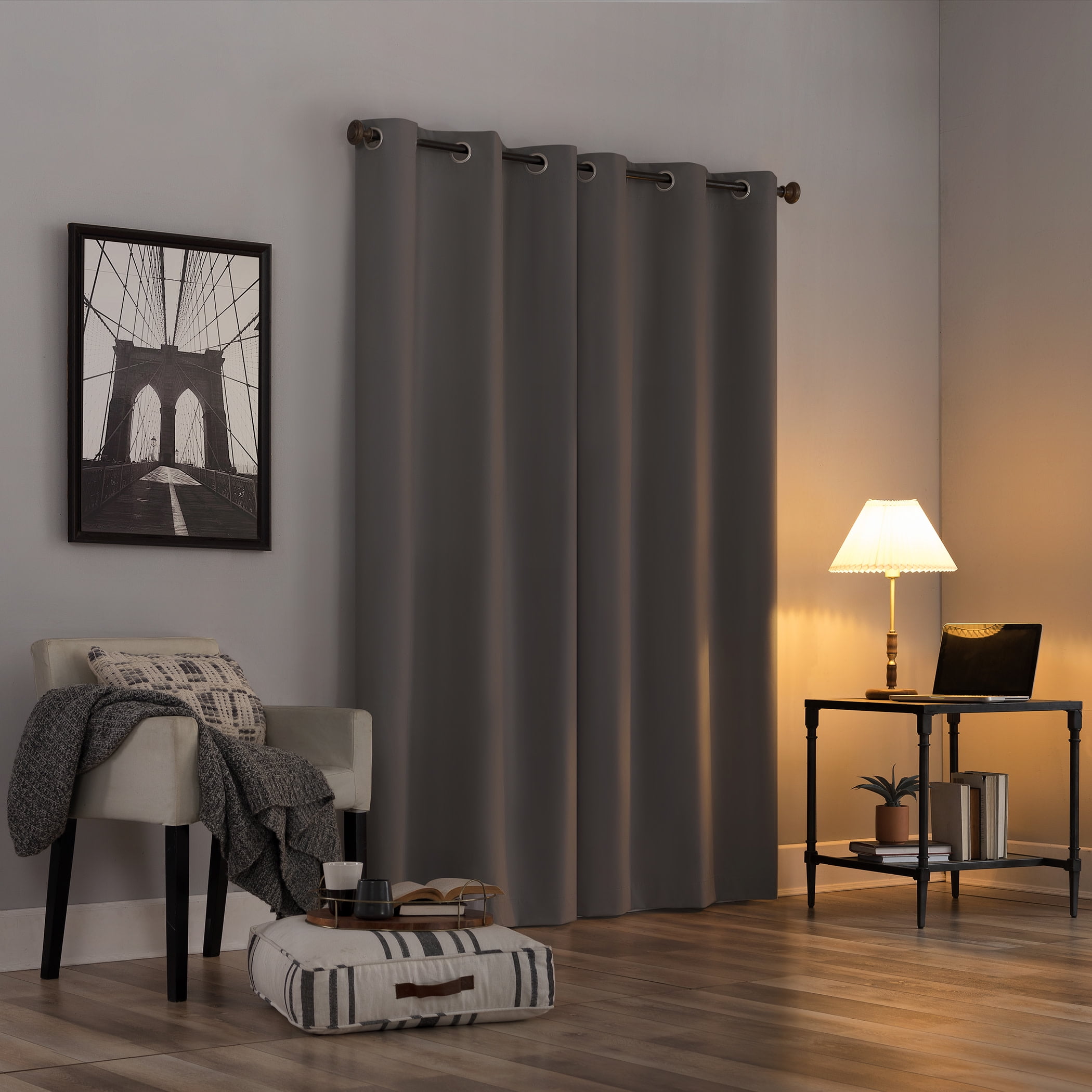 Sun Zero Cyrus Thermal 100% Blackout Grommet Curtain Panel, 40"X63", Gray