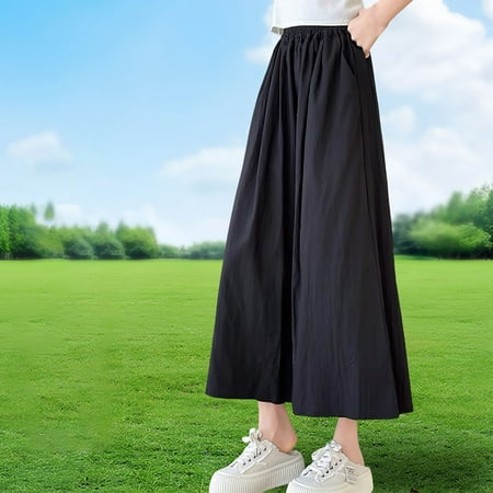 uublik Sweatpants for Teen Girls 7-16 Years High Waisted Pants Fashion Wide Leg Trousers Casual School Pants Black