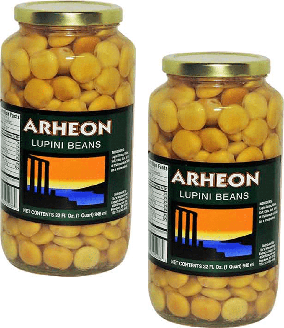Arheon Brand Lupini Beans, 2Pack 32 oz. Quart Jars