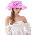 thumbnail image 5 of Women's Kentucky Derby Church Dress Hat Wide Brim Leaf Flower Bridal Shower Hat, 5 of 5