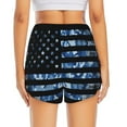 thumbnail image 4 of Vsdgher Navy Camouflage American Flag Print Women's Running Double Layer Shorts High Waisted with Pockets Elastic Yoga Workout Athletic Gym Sports, 4 of 8