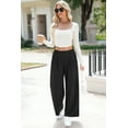 thumbnail image 4 of SHEWIN Women's Wide Leg Pants Elastic High Waisted Casual Palazzo Straight Trousers Pants with Pockets Spring Summer, 4 of 8