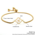 thumbnail image 2 of MLYeeWf Gold Plated Stainless SteelFour Leaf Clover Engraved Letter BraceletPersonalized Monogram NameAdjustable Bracelet for Girls - S - 9.44INCH, 2 of 5