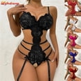 thumbnail image 2 of Ropa Interior Sin Entrepierna Para Mujeres Sujetador Transparente De Encaje Disfraces Eróticos Femeninos Body De Peluche Profundo V Lencería Sexy, 2 of 4