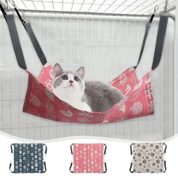 Pet Hammock for Small Animals with Reversible Breathable Double-Sided Design, Metal Hooks & Space-Saving Hanging Bed, Suitable for Cage, 10.6x10.6in by MPOISVA