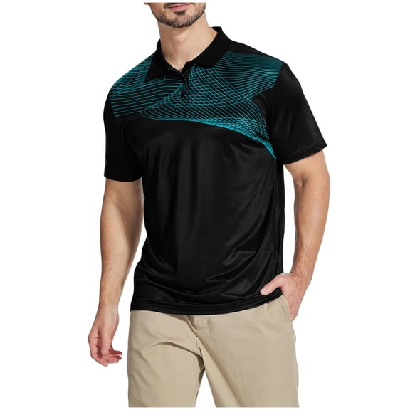 WRKEKC Mens Short Sleeve Button Down Shirts Geometric Print Short Sleeve Button Lapel Top Modern Graphic Smart Casual Style