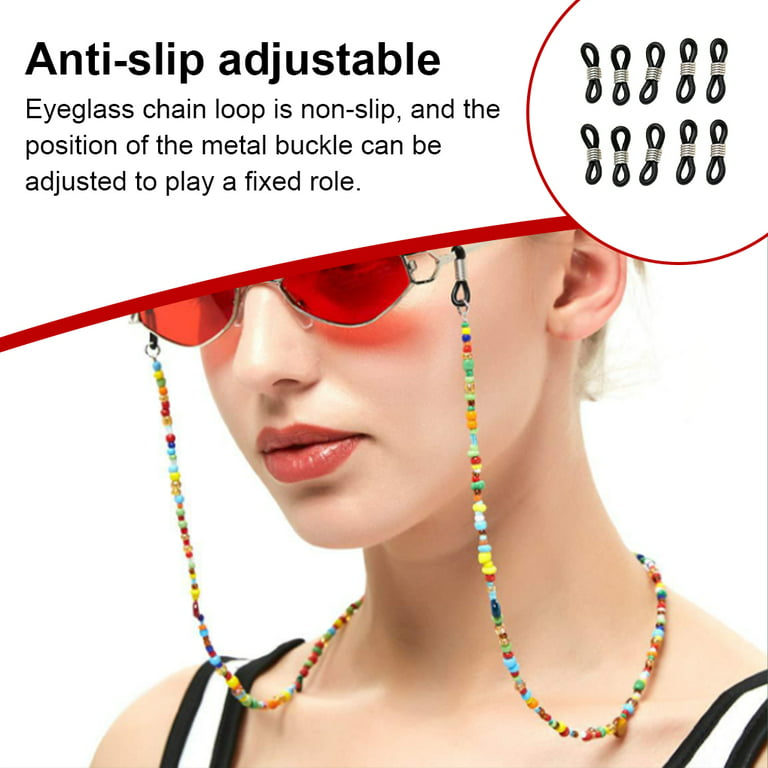 10 PCs Adjustable Anti-Slip Eyeglass Chain Ends Retainer Rubber Glasses  Ring Strap Spectacle End Connectors Eyewear Accessories