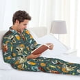 thumbnail image 4 of Mens Pajamas Set, Artistic Drink Coconut Skull Button Down Long Sleeve Loungewear Sleepwear Pjs sets for Men, 4 of 5