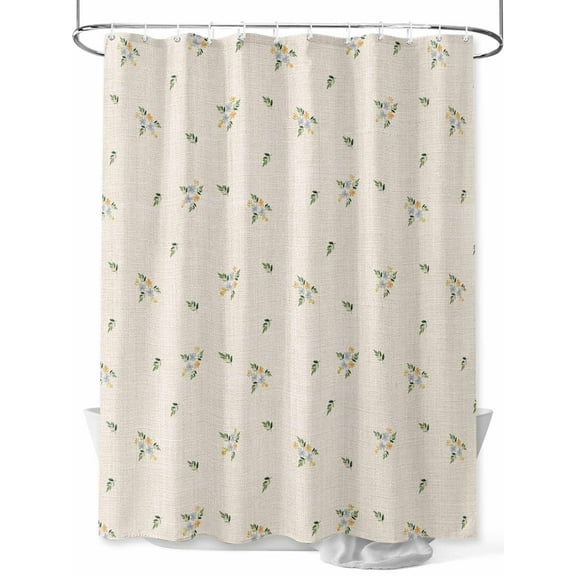 Fsddascl Farmhouse Flowers Shower Curtain Set - 48" x 72" Washable Bathtub Curtain with 12 Hooks, Pastoral Botanical Burlap Waterproof Fabric Stall Shower Curtains for Bathroom/Bathtub Décor