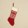 thumbnail image 1 of Xiao Hua Paquete de 5 medias navideñas de punto de 17 pulgadas, decoración rústica de punto personalizada para Navidad, para decoración familiar de temporada festiva, rayas rojas, verdes y beige, D, 1 of 3