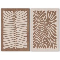 IDEA4WALL Adhesive Canvas Print Wall Art Set Abstract Retro Forest Leaf Collage Retro Art Nature Wilderness Fine Art Vintage Botanical Decor for Living Room, Bedroom, Office - Canvas 16"x24"x2