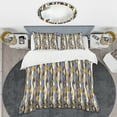 thumbnail image 2 of Designart 'Retro Luxury Waves In Gold And Blue I' Mid-Century Modern Duvet Cover Set, 2 of 4