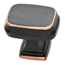 Brightened Opulence 1-5/16 In. (33mm) Bronze With Copper Highlights Square Cabinet Knob
