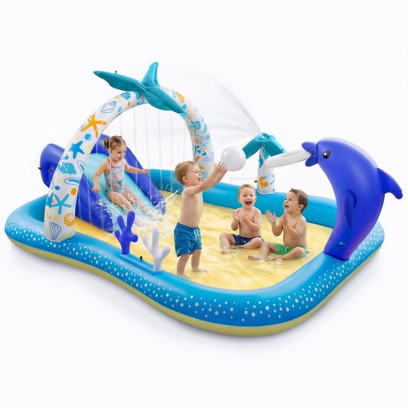 Inflatable Pool, 95 x 75 x 40in Rectangular Swimming Pool for Toddlers, Kids, Family, Above Ground, Backyard, Outdoor