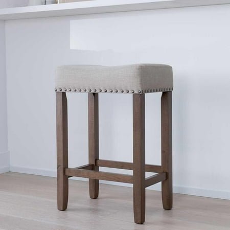 Hylie Wood Kitchen Counter Stool 24 Pale Beige Upholstered Fabric Hylie Wood Kitchen Counter Stool 24 Pale Beige Upholstered Fabric Cushion Light Brown Finish
