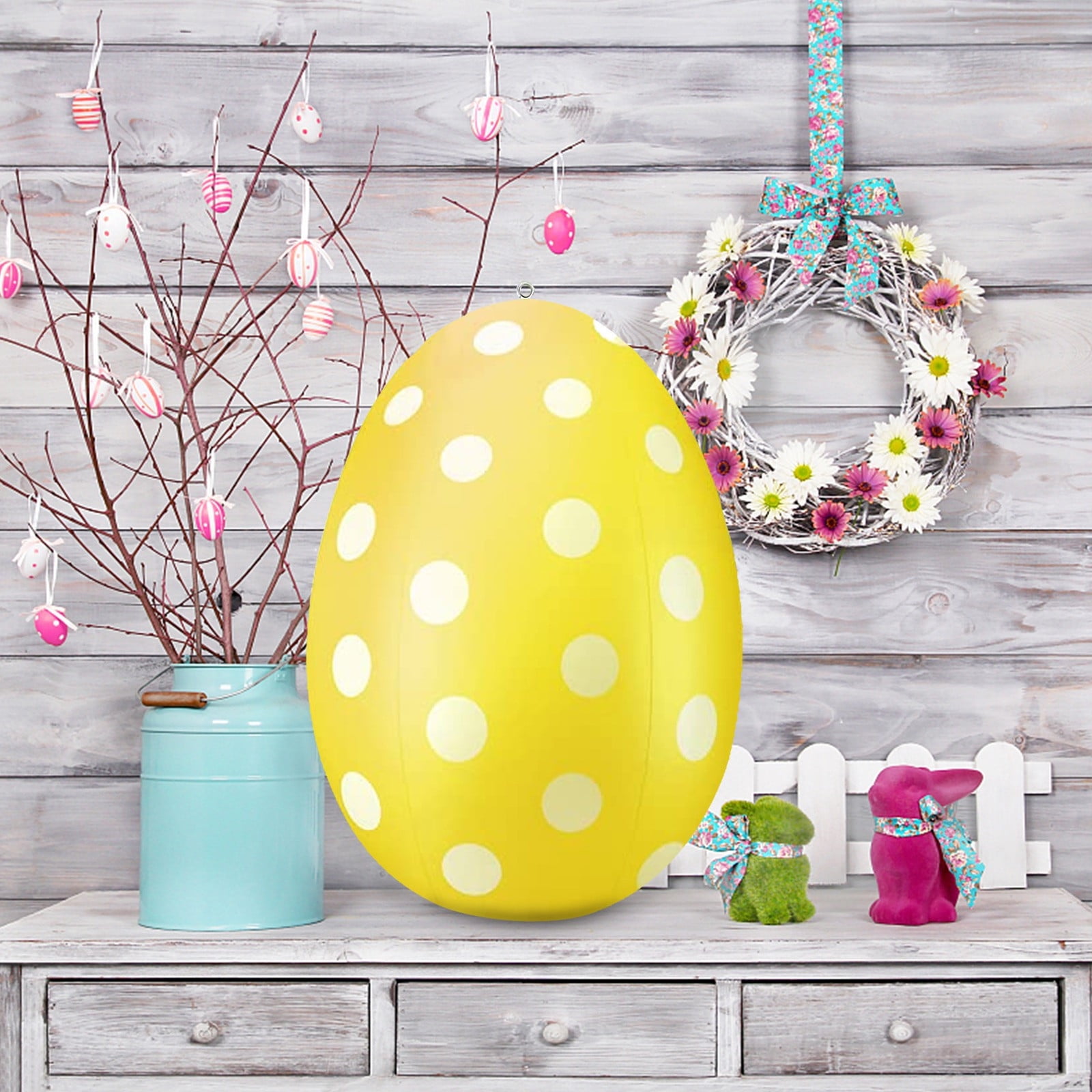 Vggrvlo Easter Inflatable Eggs Decorations Easter Inflatables Outdoor Decor Inflatable Easter Eggs Ornaments Yard Lawn Decor for Holiday Party, Yard, Home, Indoor & Outdoor Yellow 24"