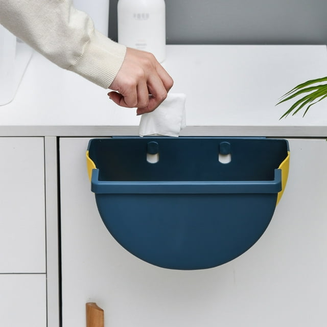 Almacenamiento y organización del baño, bote de basura plegable colgante, apto para baño, caravana, puerta de armario, inodoro, dormitorio, coche, cocina.