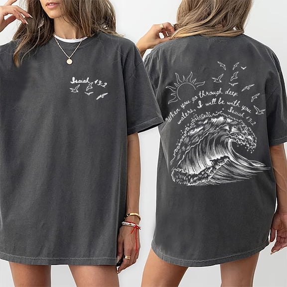 Christian Coastal Aesthetic Double Sided T-Shirt – Faith Beach Graphic Tee, Religious Summer Shirt, Inspirational Unisex Cotton Top