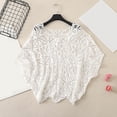 thumbnail image 3 of OSOLU Women Crochet T Shirt Bohemian Hallow Out Short Sleeve Loose Fit Crew Neck Summer Beach Cover Ups Tunic Vacation Stylish Tops, 3 of 3