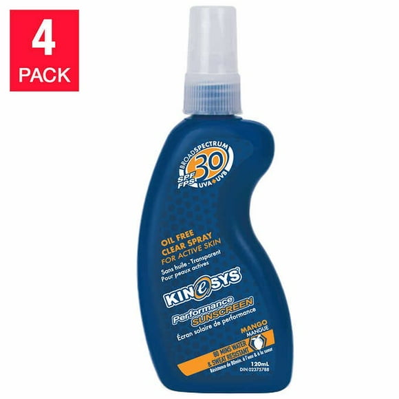 KINeSYS 30 SPF Mango Sunscreen Spray 120 ml 4-pack