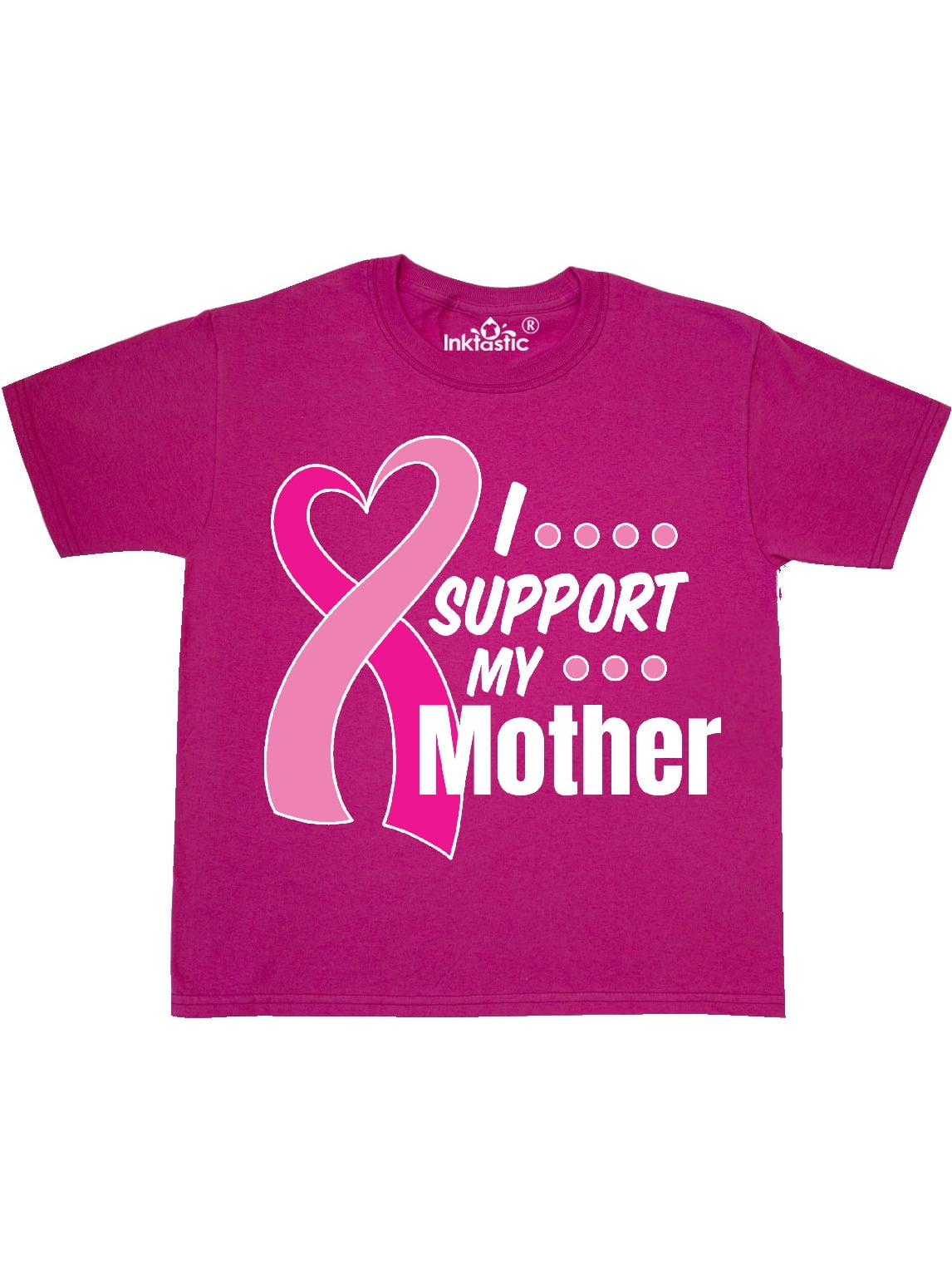 INKtastic - Breast Cancer Awareness I Support My Mother with Pink Ribbon Youth T-Shirt - Walmart 