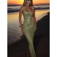 thumbnail image 6 of Sparkly Sequin Meramid Prom Dresses Spaghetti Straps Square Neck Tube Formal Evening Party Club Gowns Green L, 6 of 8