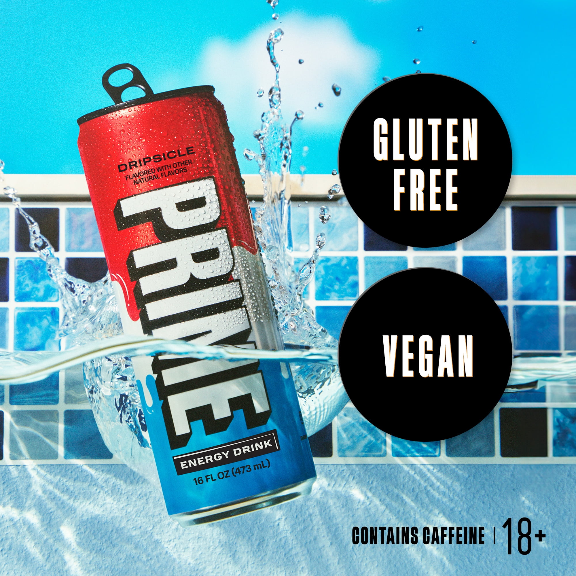 (5 pack) Prime Energy Sugar Free Energy Drink, Dripsicle 16oz Can