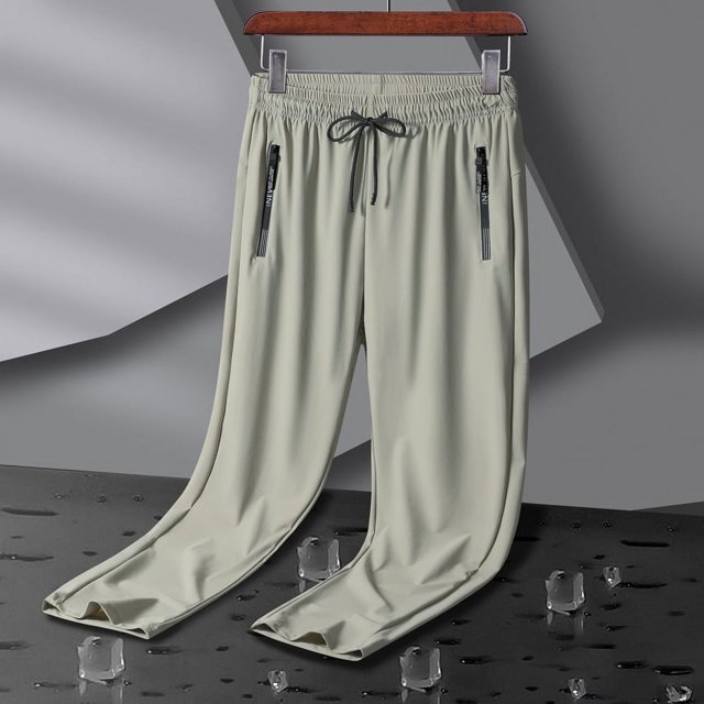Pantalones de seda de hielo de verano de gran tamaño, pantalones deportivos de pierna para hombre, pantalones casuales de secado rápido de alta elasticidad, pantalones rectos para exteriores,