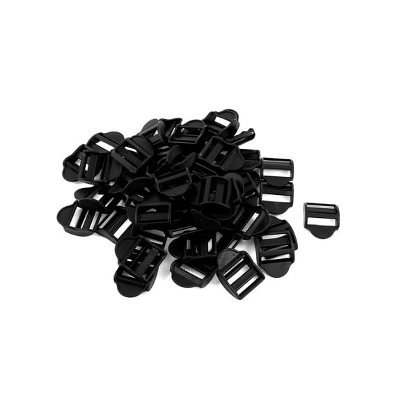 Unique Bargains 0.98'' Ladder Slider Buckles Lock for Webbing Strap Plastic Black 50 Pcs