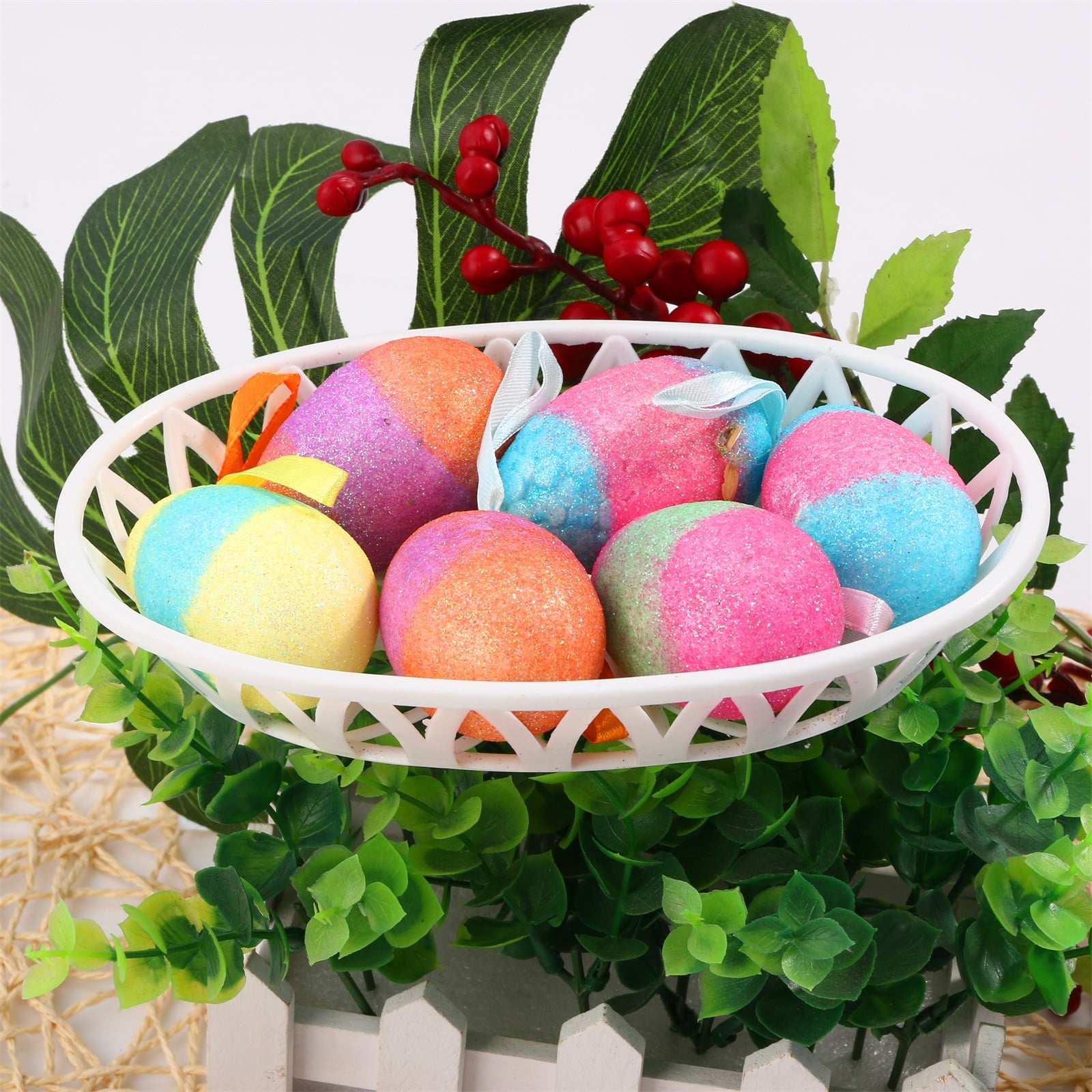 Details about   Easter Eggs Pastel Spring Holiday Party Decoration Glitter Hanging Garland 