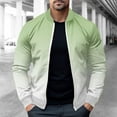 thumbnail image 2 of HOOMEUMY Men's Ombre Bomber Jacket Zipper Up Long Sleeve Lightweight Outwear Gradient Fashion Polyester Sport Streetwear c_Green XXL, 2 of 5