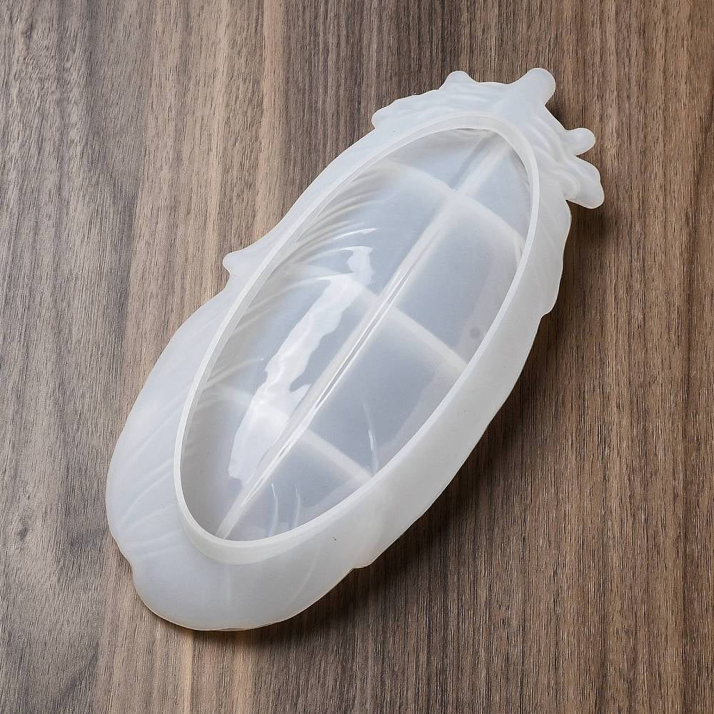 2pcs Feather Jewelry Plate Silicone Molds for UV Resin Epoxy Resin Craft Making White 250x110x46mm Inner Diameter: 188x80mm
