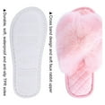 thumbnail image 4 of Finvizo Mother's Day Fuzzy Slippers Women's Cross Band Fluffy Slippers Open Toe Furry House Slippers Size 6 7,Pink, 4 of 5