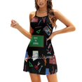 thumbnail image 1 of Robe Évasée de Rentrée Scolaire Robe à Encolure Carrée Élégante Mode Féminine Robe Imprimée Motif Rentrée Scolaire Bus Scolaire Enfants, 1 of 5