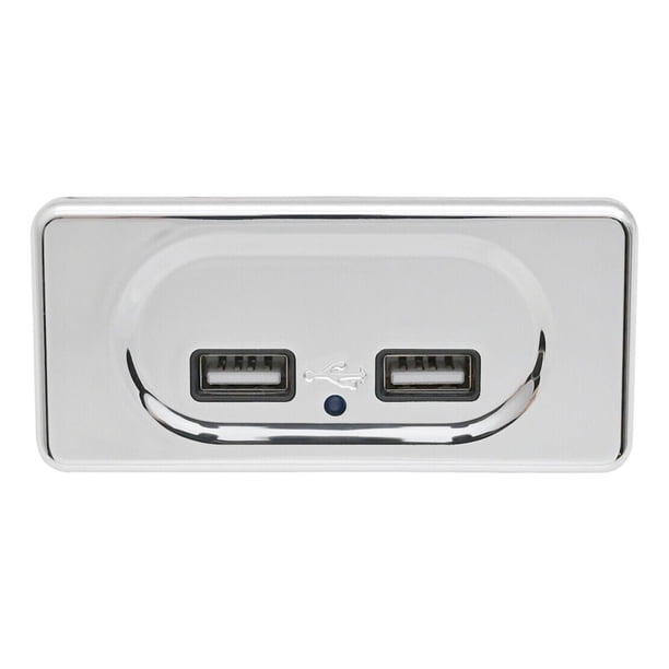 12V - 24V Panel de enchufe de USB dual para tableta de cámara digital de automóvil 3.1A Plata kusrkot Panel de salida de coches
