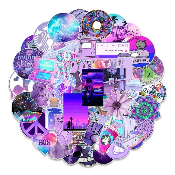 Purple Stickers 100 Pack Funny Cute Stickers for Teens, Girls, Adults Stickers Suitable for Water Bottles, Laptop, Phone, Hydro Flask Vinyl Waterproof Aesthetic Sticker Pack