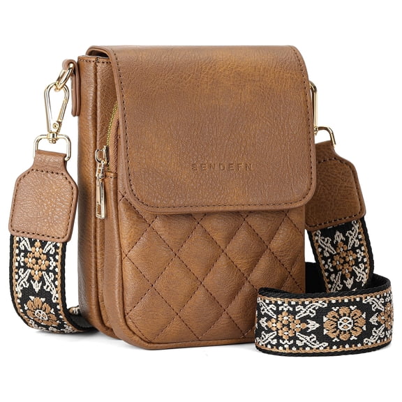 KALUNMA Crossbody Bags for Women Trendy Leather Triple Compartment Cell Phone Shoulder Wallet Purses with Card Slots