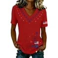 thumbnail image 2 of 250 Anniversary Usa Tshirt Women Short Sleeve V-Neck America Flag Patriotic T-Shirt Summer 4Th Of July Independence Day Usa Star and Stripes Fireworks Graphic Tees Tops American Brithday T-Shirt, 2 of 4