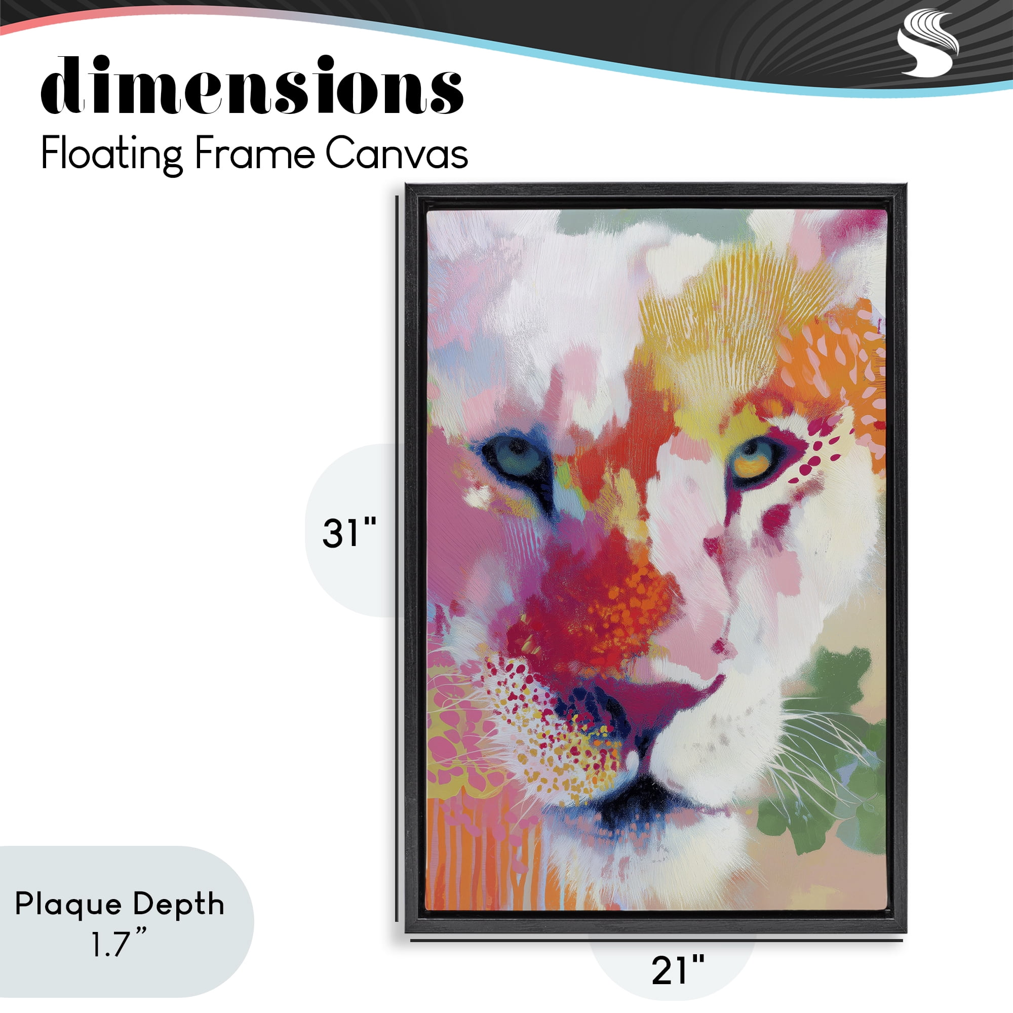 Stupell Industries Lion Eyes with Intense Gaze Black Framed Floater Canvas Wall Art, design by Chromatic Storm Studio