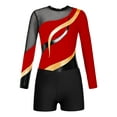thumbnail image 3 of Zaldita Gymnastics Leotards for Girls with Shorts Long Sleeve Sparkly Ballet Dance Leotard Workout Tracksuit Dancewear Red 6, 3 of 7