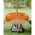 thumbnail image 4 of Hokiten Outdoor Tablecloths with Umbrella Hole & Zipper, Burnt Orange Geometric Round Tablecloth 54 Inch, Country Greece Key Art Waterproof Table Cloth, Patio/Pool/Picnic Table Covers, 4 of 7