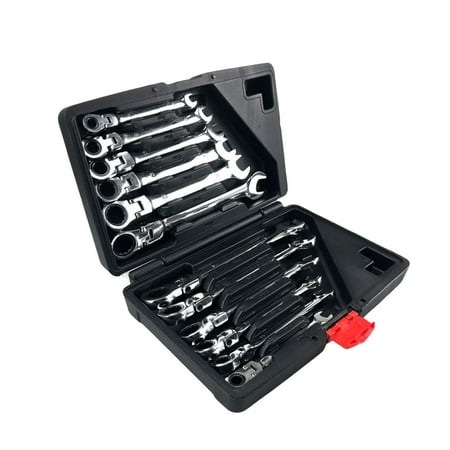 

12x Flexible Gear Ratcheting Wrench Set with Organizer Portable Spanner Activity Ratcheting Wrench Set for Household Equipment Repair Home