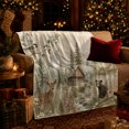 thumbnail image 3 of Woodland Cabin Retreat Bear Deer Vintage Forest Scene, Peaceful Woodland Scene, Warm Flannel Blanket for Living Room and Reading Nook, Wildlife Lovers Friendship Gift, Artistic Home Decor, 3 of 9