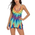 thumbnail image 4 of Tankini Swimsuits for Women Plus Size Print Strappy Back Set Two Piece Swimdress Bathing Suits, 4 of 7